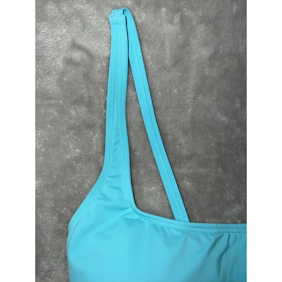 Michael Kors Womens 10 Light blue 1 Piece Bathing Suit Lace up Back Logo Tag - Picture 3 of 10